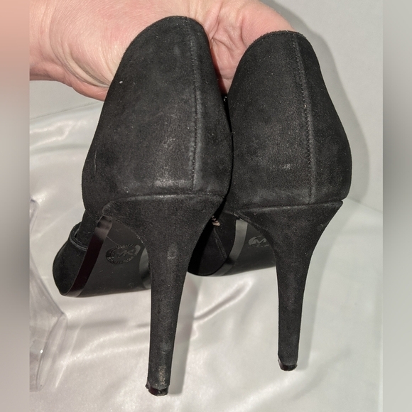 MICHAEL Michael Kors Womens Black Suede Elodie Booties Open Toe Side Zip Size 9M - Picture 12 of 12